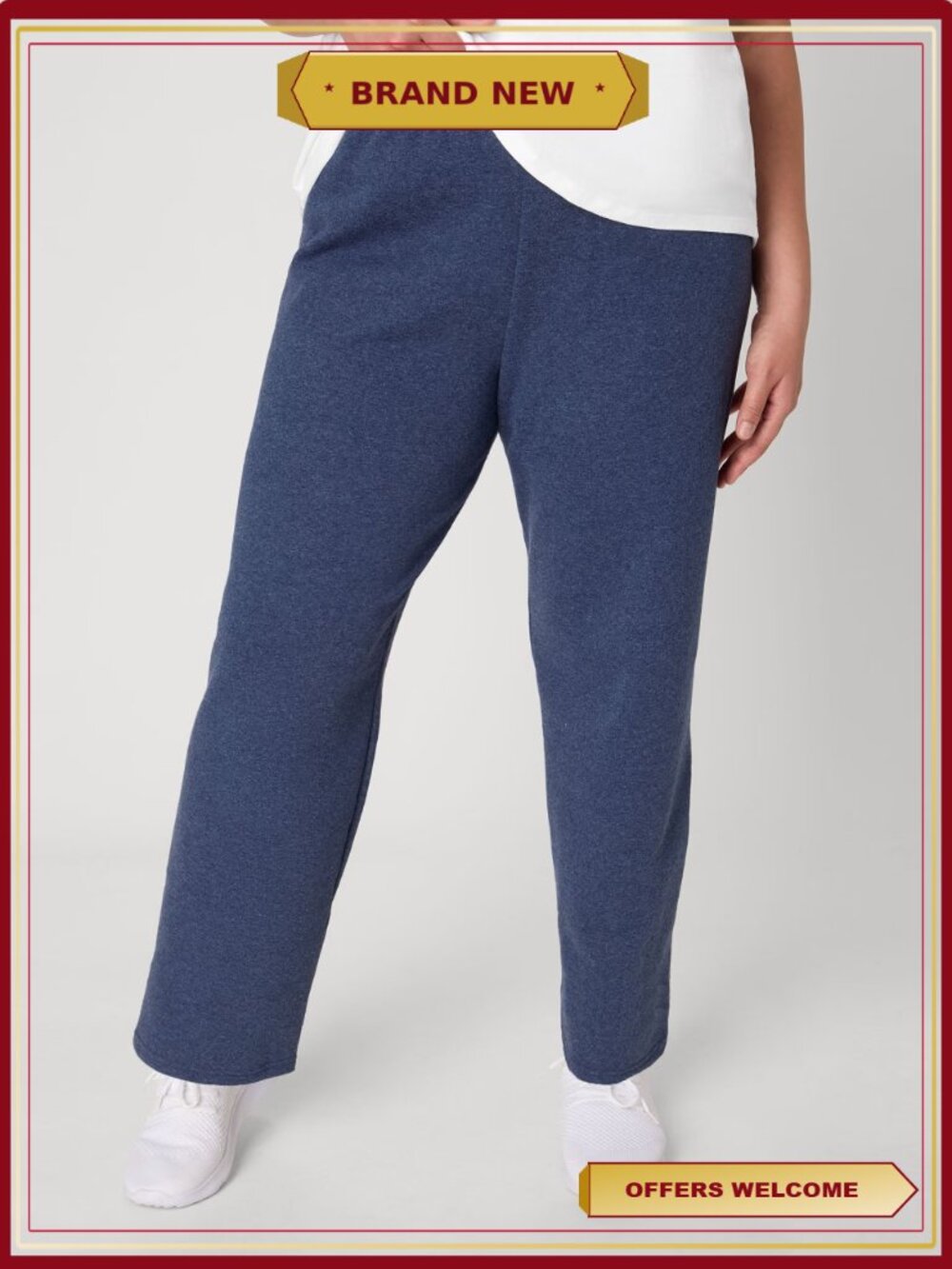 Plus Size Fleece Sweatpants Open Leg 30.5" Inseam